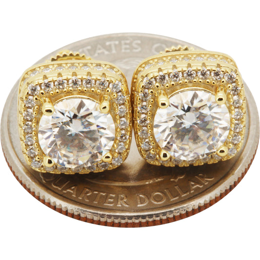 2.96ctw Moissanite 10mm Halo Square Studs