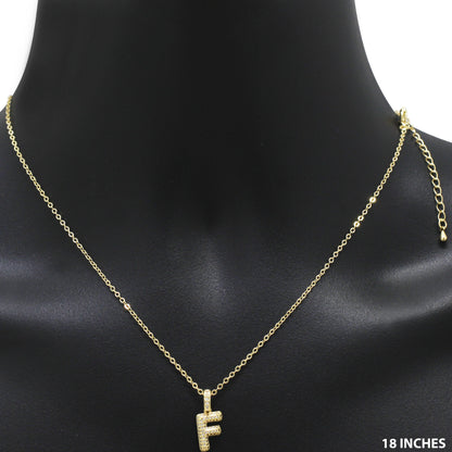 Bubble Initial Letter F Pendant Necklace 18"+2"