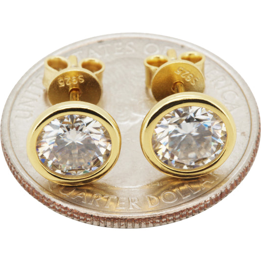 7mm 2.5ctw Moissanite Bezel Set Solitaire Studs