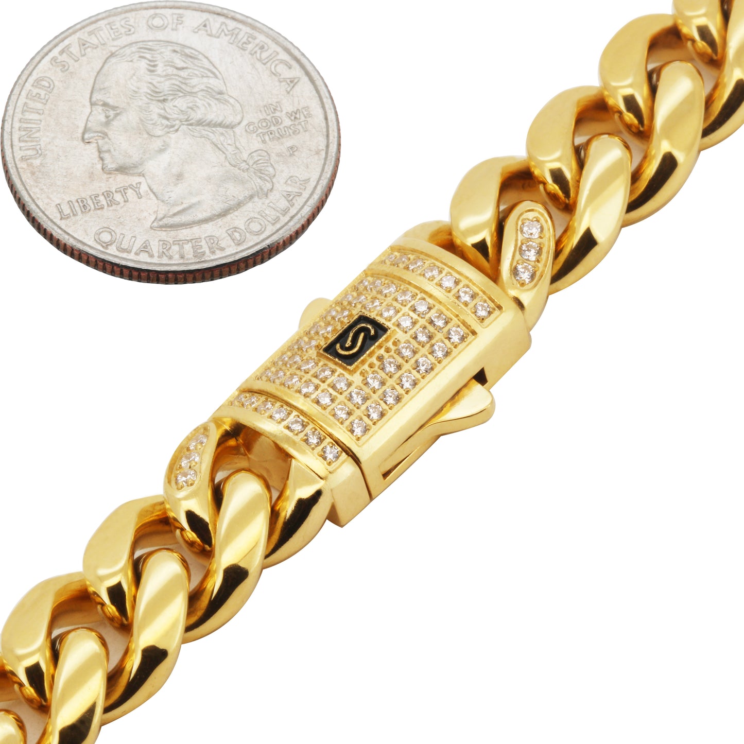 12mm Monaco Miami Cuban Link Bracelet 8"