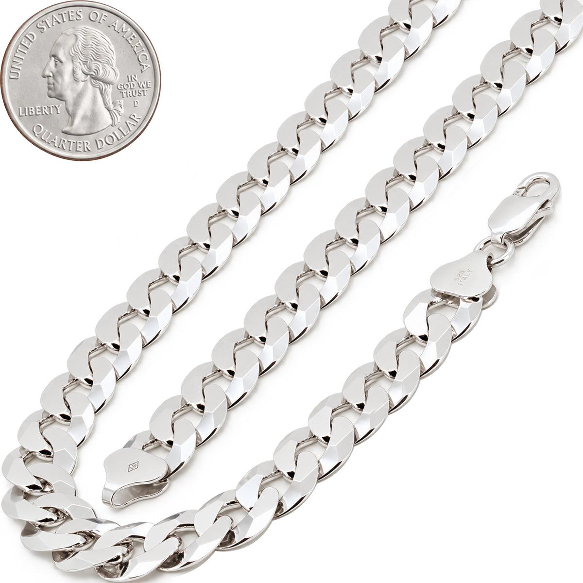 10mm Diamond Cut Curb Cuban Link Chain 22"