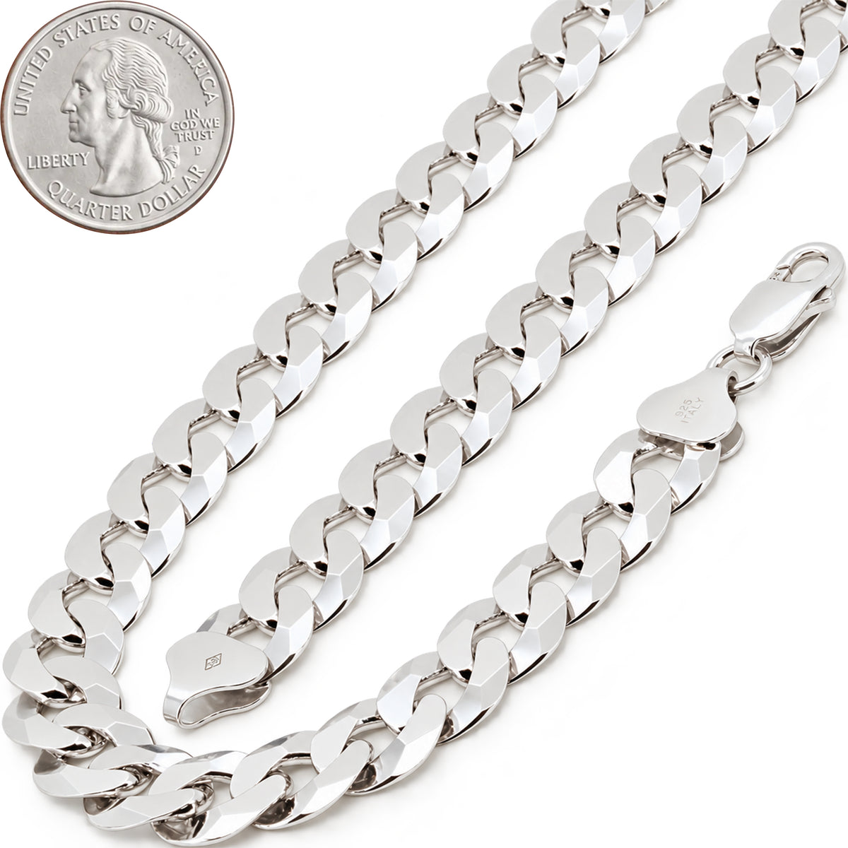 11mm Diamond Cut Curb Cuban Link Chain 22"