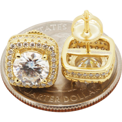 2.96ctw Moissanite 10mm Halo Square Studs