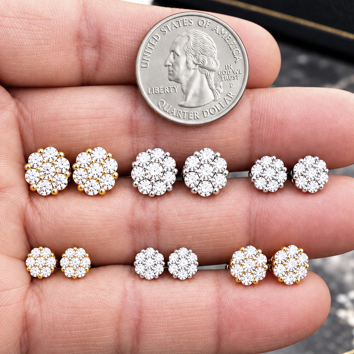Moissanite 8mm Honeycomb Cluster Studs
