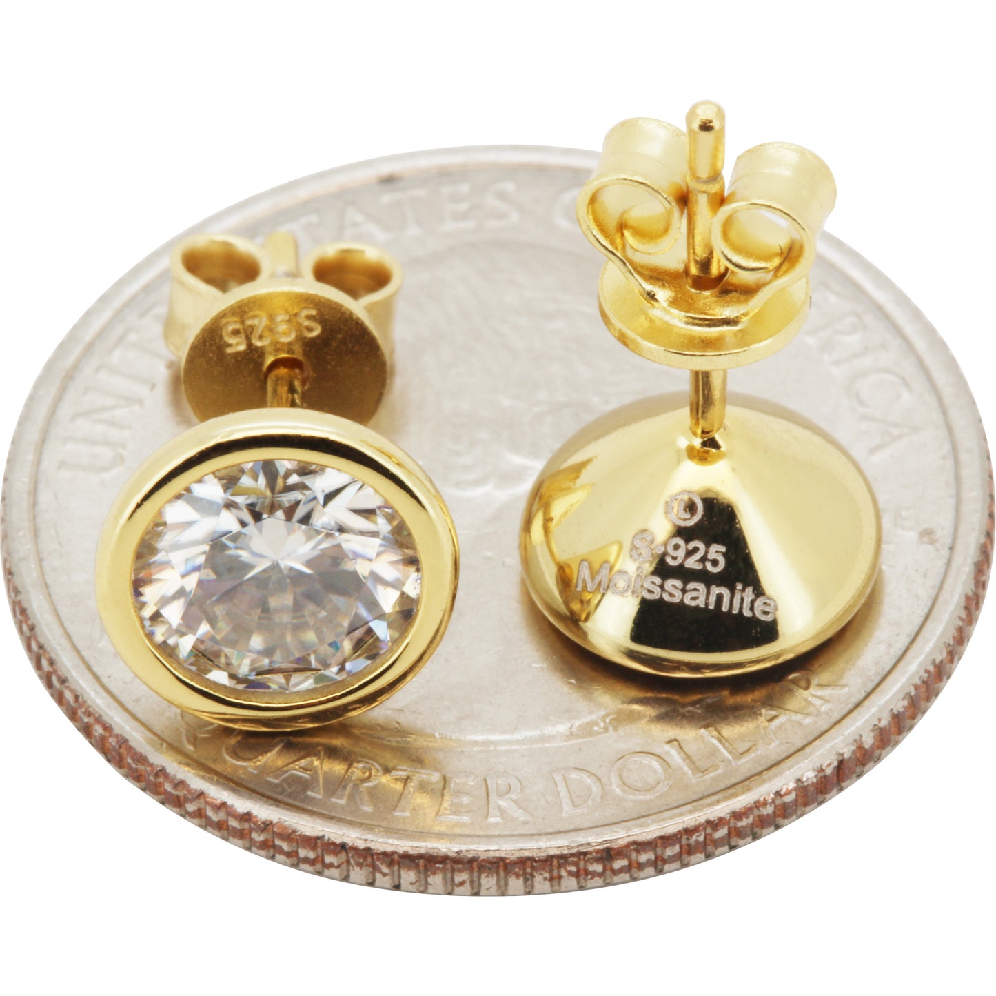 7mm 2.5ctw Moissanite Bezel Set Solitaire Studs