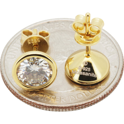 7mm 2.5ctw Moissanite Bezel Set Solitaire Studs