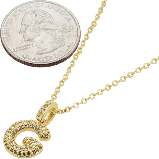 Bubble Initial Letter G Pendant Necklace 18"+2"
