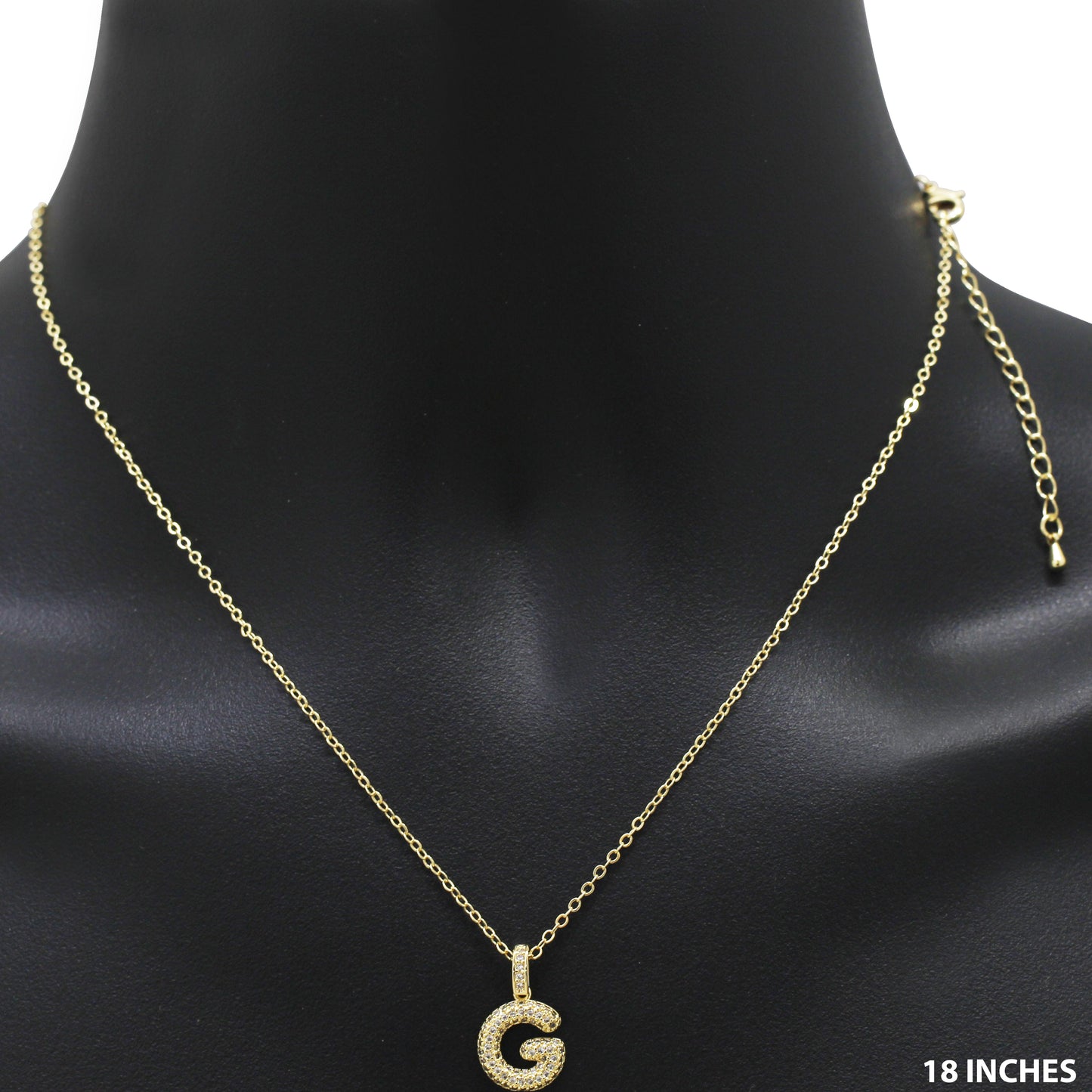 Bubble Initial Letter G Pendant Necklace 18"+2"