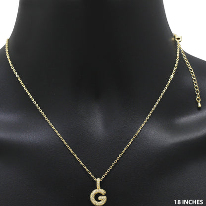 Bubble Initial Letter G Pendant Necklace 18"+2"