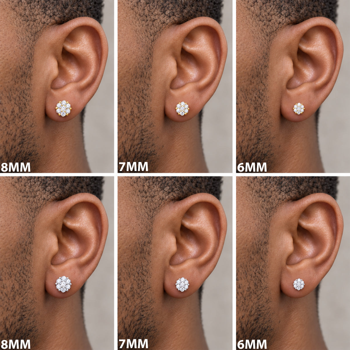 Moissanite 8mm Honeycomb Cluster Studs