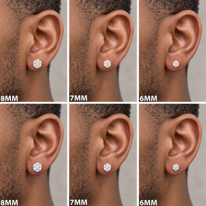 Moissanite 8mm Honeycomb Cluster Studs