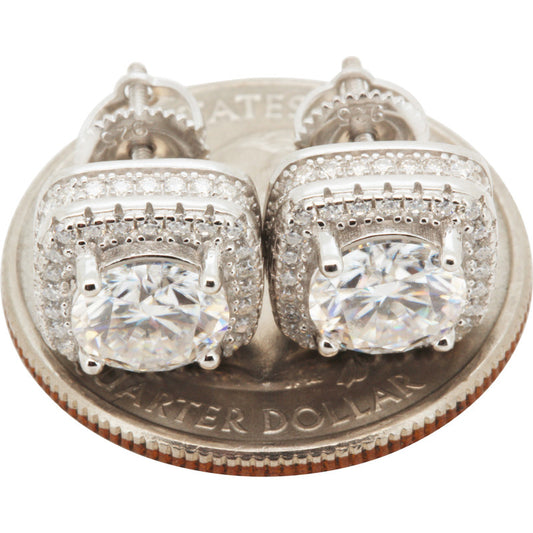 2.96ctw Moissanite 10mm Halo Square Studs