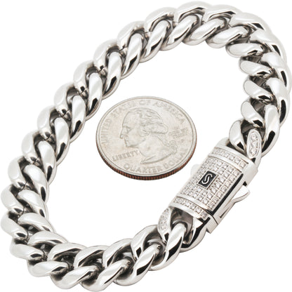 12mm Monaco Miami Cuban Link Bracelet 8"