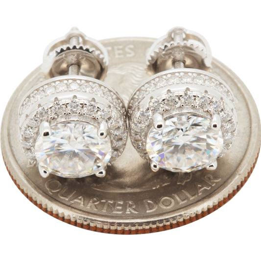 10mm 3.1ctw Moissanite Circle Halo Studs