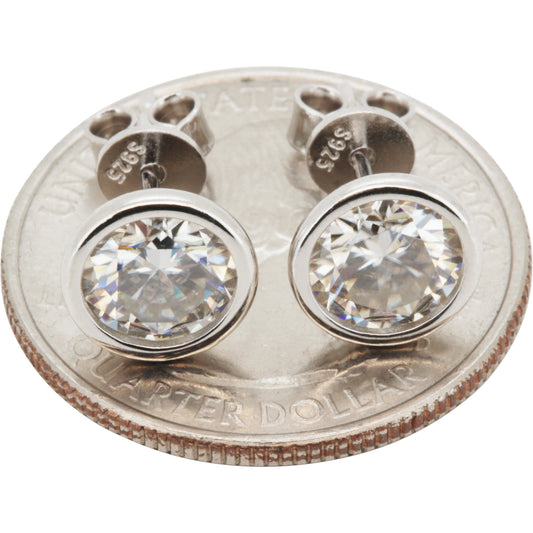 7mm 2.5ctw Moissanite Bezel Set Solitaire Studs