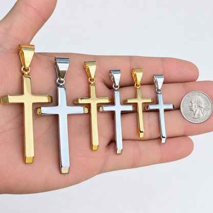 Plain 3D Solid Back Cross Pendant‎ S