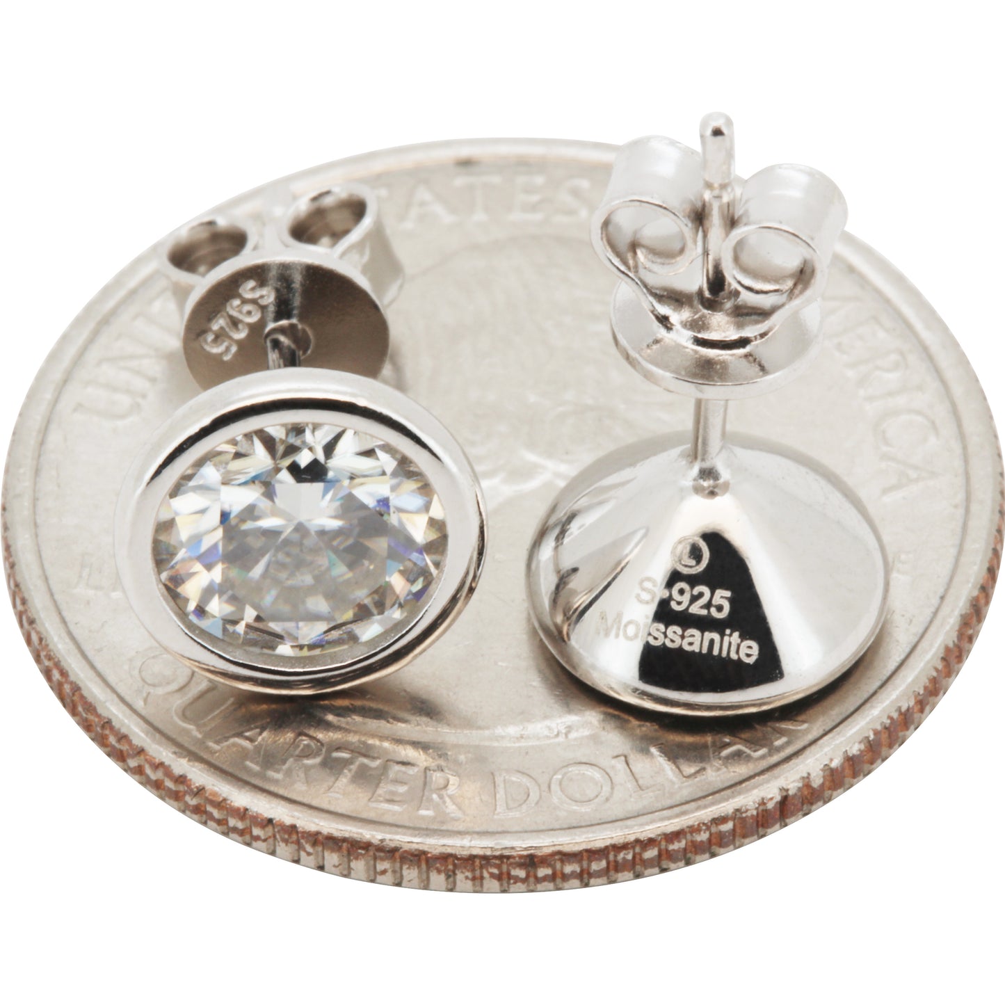 7mm 2.5ctw Moissanite Bezel Set Solitaire Studs