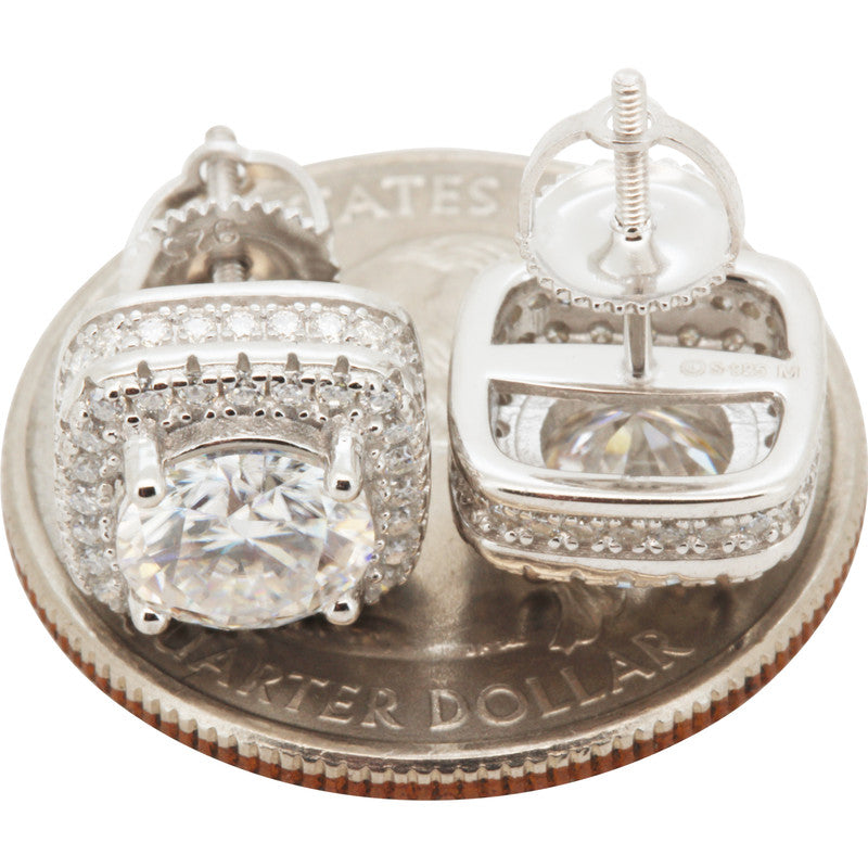 2.96ctw Moissanite 10mm Halo Square Studs