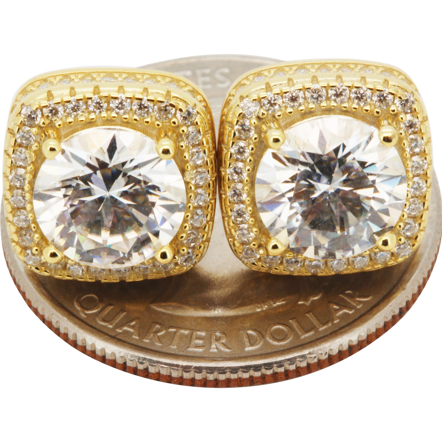 4.65ctw Moissanite 12mm Halo Square Studs