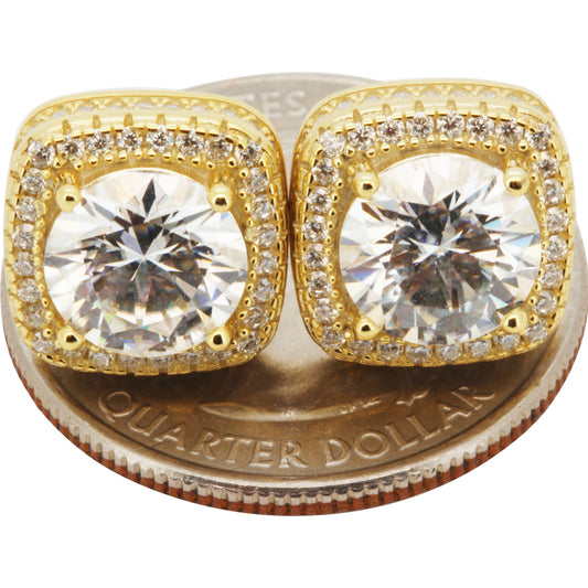 4.65ctw Moissanite 12mm Halo Square Studs
