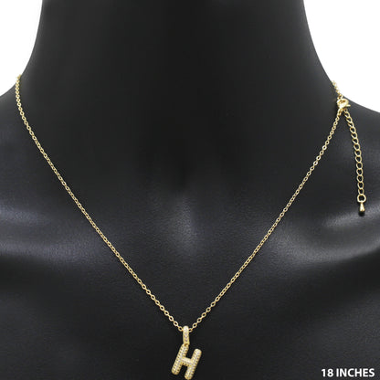 Bubble Initial Letter H Pendant Necklace 18"+2"
