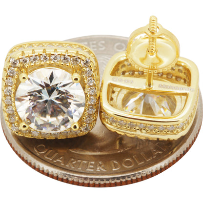 4.65ctw Moissanite 12mm Halo Square Studs