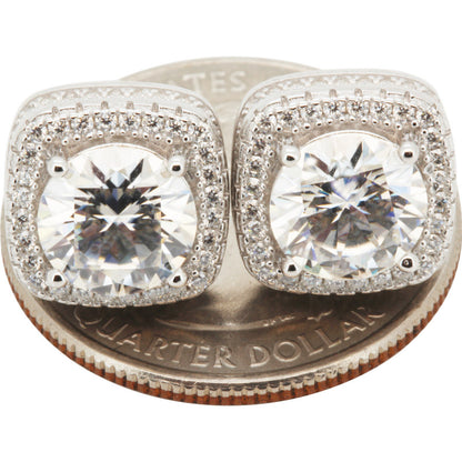 4.65ctw Moissanite 12mm Halo Square Studs