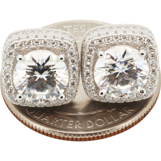 4.65ctw Moissanite 12mm Halo Square Studs