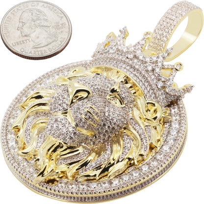 Two-Tone Lion Head Crown Pendant