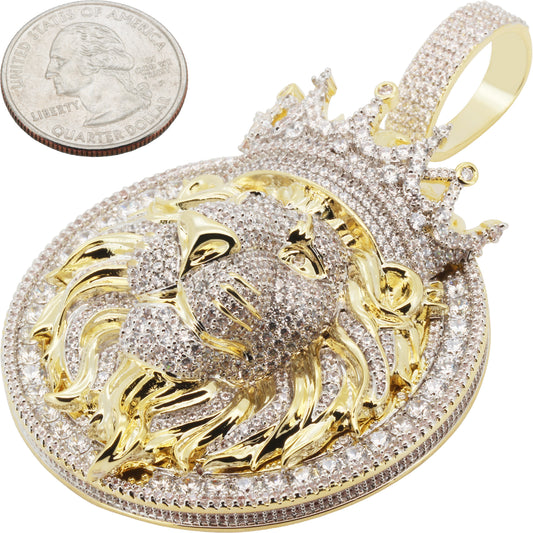 Two-Tone Lion Head Crown Pendant