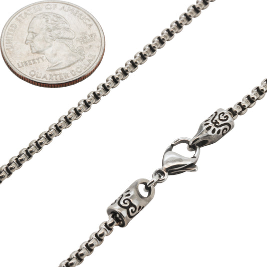 3mm Gunmetal Box Chain 24"