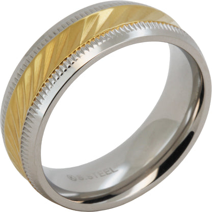7.5mm Two-Tone Diamond-Cut Faceted Band Ring Size 10