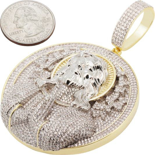 Two-Tone Jesus Piece Circle Pendant