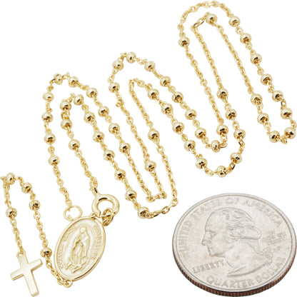 2mm Rosary Necklace 20"+3"