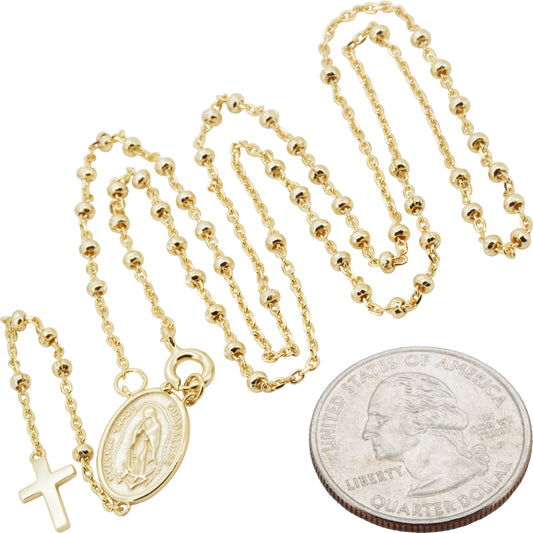 2mm Rosary Necklace 20"+3"