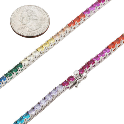 4mm Rainbow Tennis Bracelet 7.5"