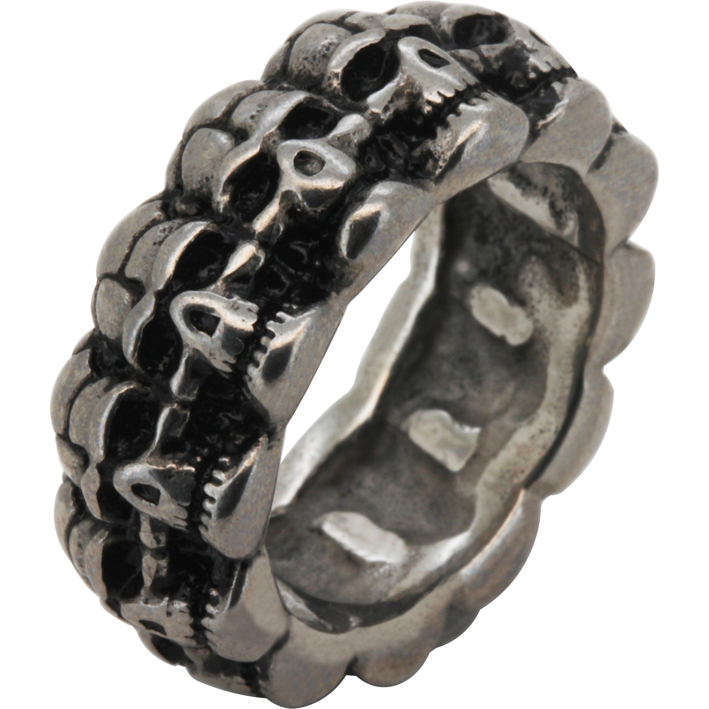 Gunmetal 10mm Skull Head Band Ring Size 13