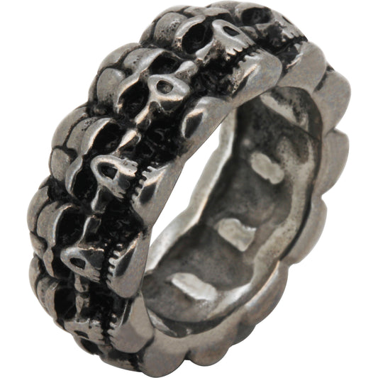 Gunmetal 10mm Skull Head Band Ring Size 9