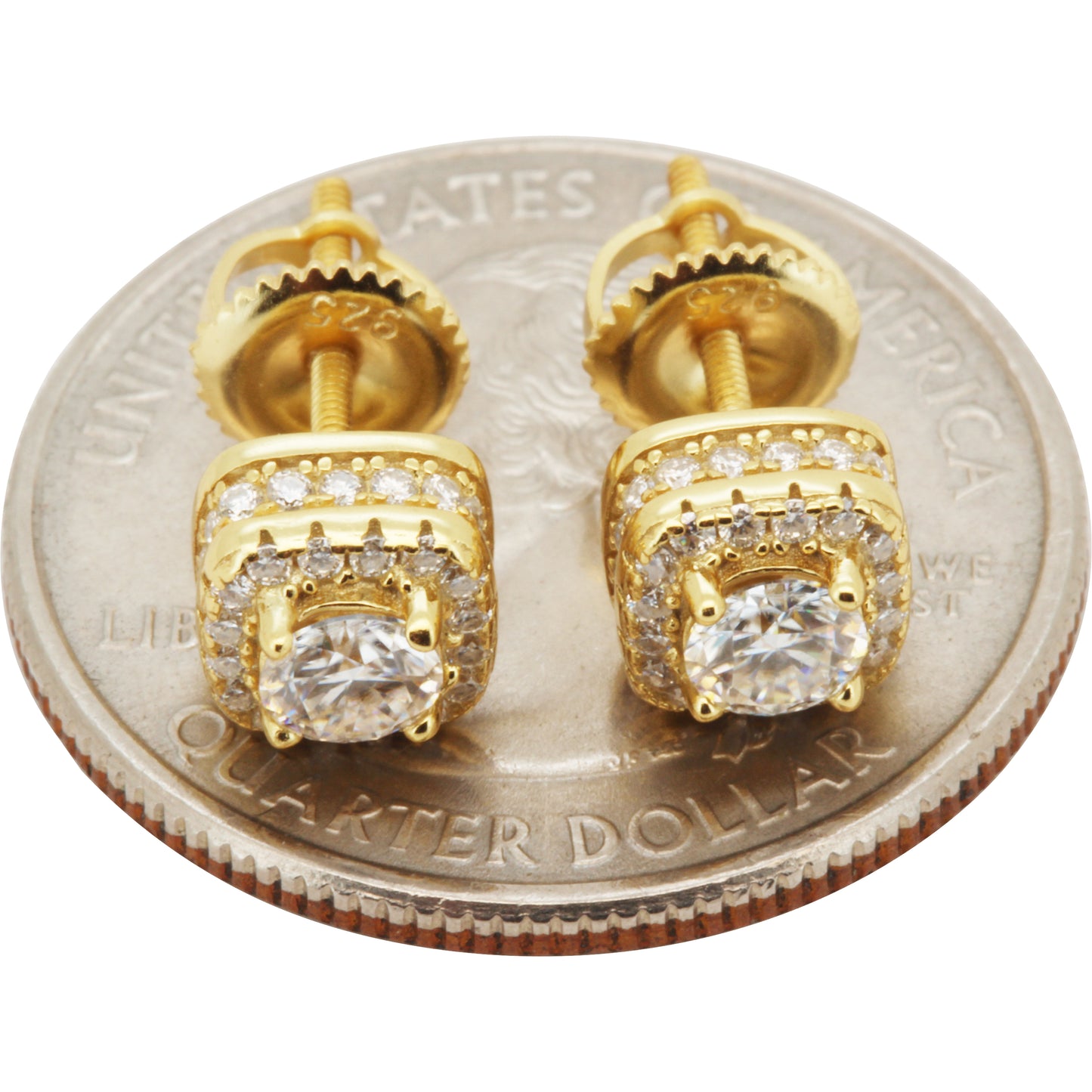 0.91ctw Moissanite 7mm Halo Square Studs