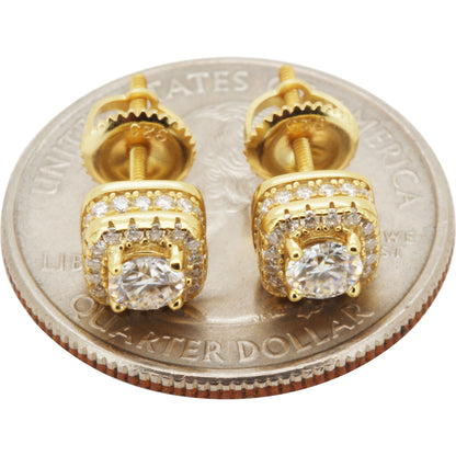 0.91ctw Moissanite 7mm Halo Square Studs