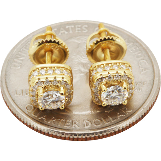 0.91ctw Moissanite 7mm Halo Square Studs