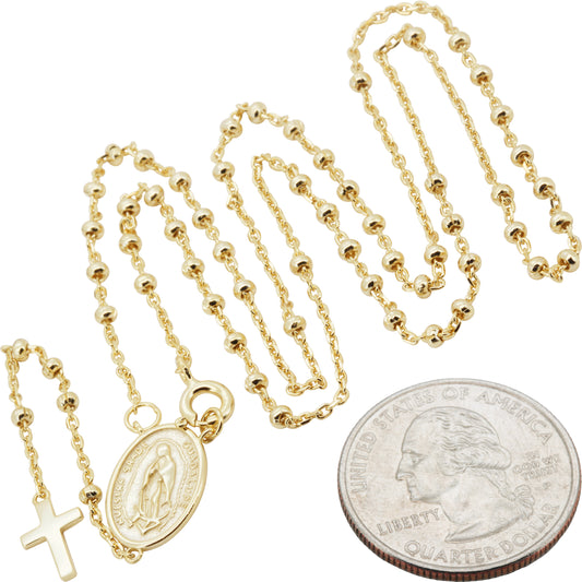 2mm Rosary Necklace 18"+3"