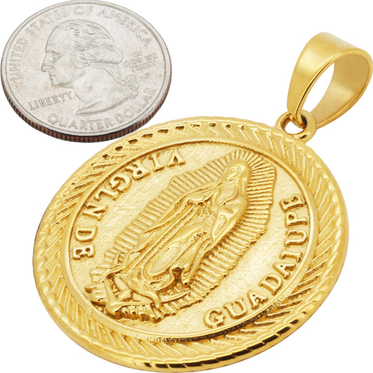 Virgin De Guadalupe Circle Medallion Pendant