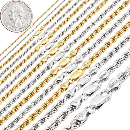 3mm Diamond Cut Rope Chain 28"
