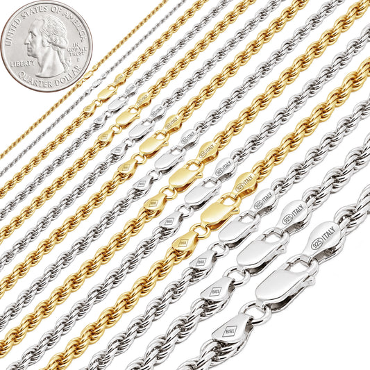 2mm Diamond Cut Rope Chain 24"