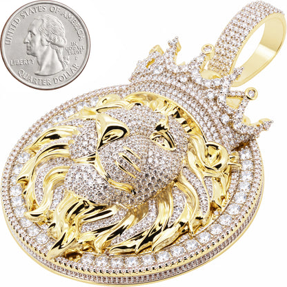 Two-Tone Lion Head Crown Pendant