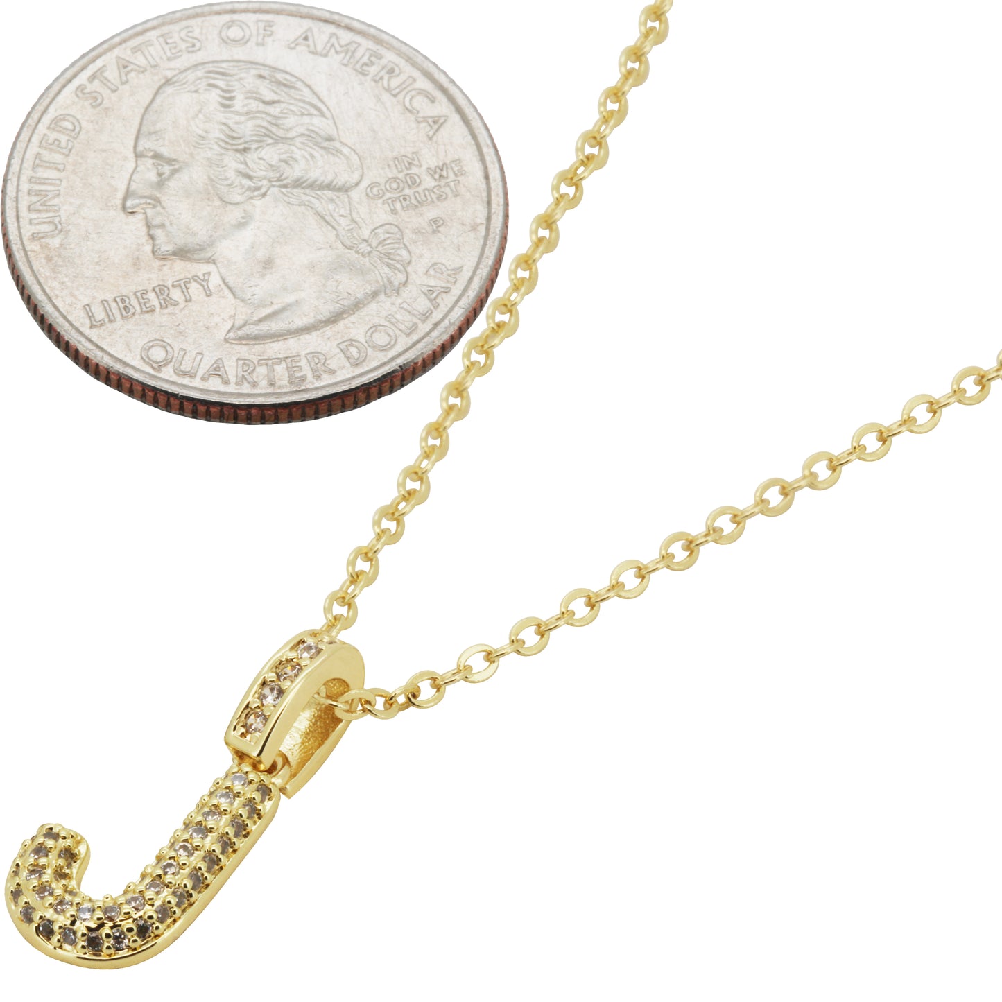Bubble Initial Letter J Pendant Necklace 18"+2"