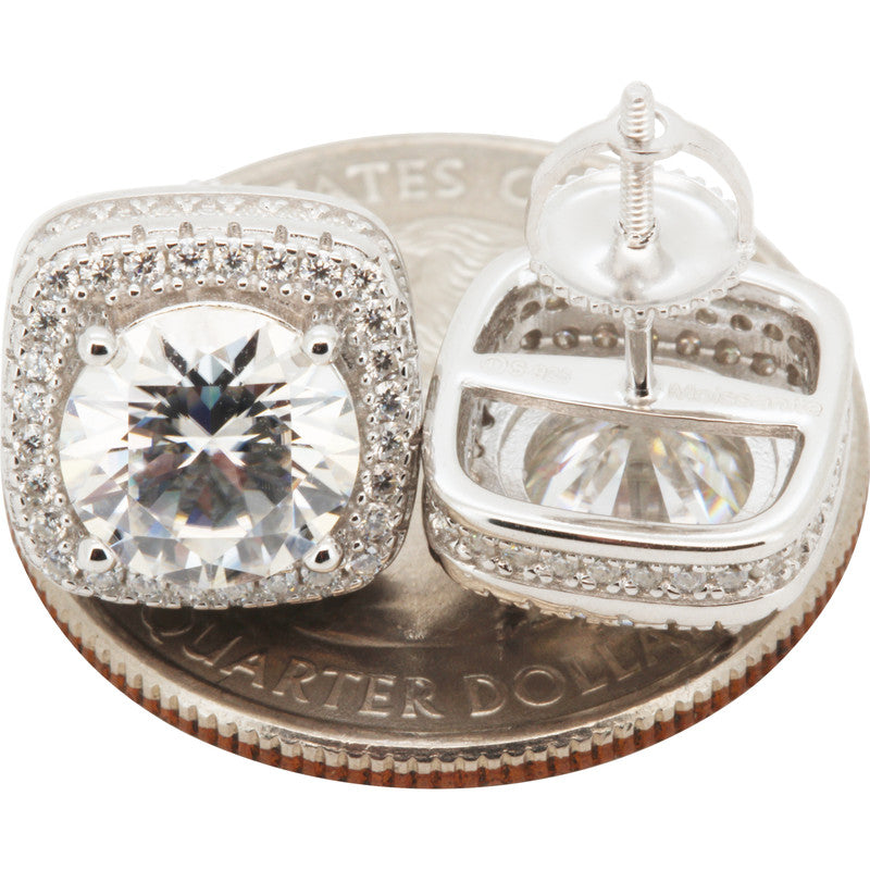 4.65ctw Moissanite 12mm Halo Square Studs