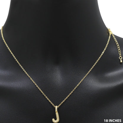 Bubble Initial Letter J Pendant Necklace 18"+2"
