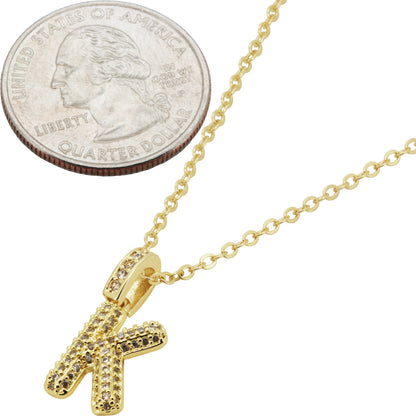 Bubble Initial Letter K Pendant Necklace 18"+2"
